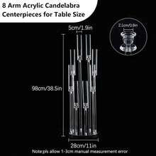 12PCS 8 Arm Acrylic Candelabra Candle Holder For Wedding,38.5inch Tall Clear Candlestick Holders With Shade For Anniversary Tables Party Valentine's Day Event Dinner Decoration (Fit 0.8" Led Candles) - 8頭燭台 - 查看 3