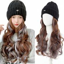 Synthetic Hat Wig Beanies Hat With Hair Wigs Long Wavy Hair Warm Soft Ski Knitted Autumn Winter Cap Heat Resistant For Women Christmas New Year Carnival Music - Multicolor - View 10
