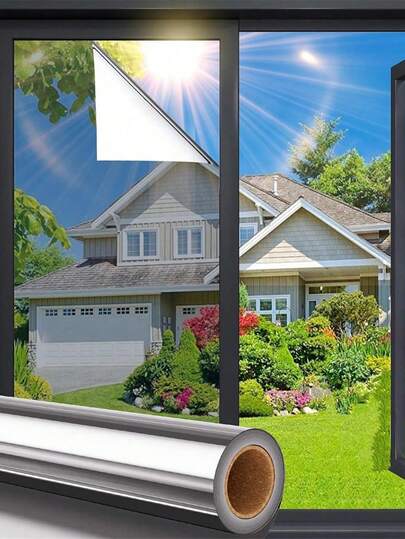 Película para janelas com proteção de privacidade, isolamento térmico e bloqueio UV, adequada para casa, escritório e carro. Antirreflexo, resistente a estilhaços, película de vinil autoadesiva, fácil instalação, disponível em vários tamanhos, blackout, moderna e elegante.