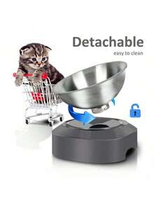 Elevated Cat Bowl With Stainless Steel Bowls, Easy To Clean, With Anti-Slip Silicone Mat, 0° And 15° Tilt, Protect Neck, Suitable For Pet, Cat And Puppy Food And Water Feeding