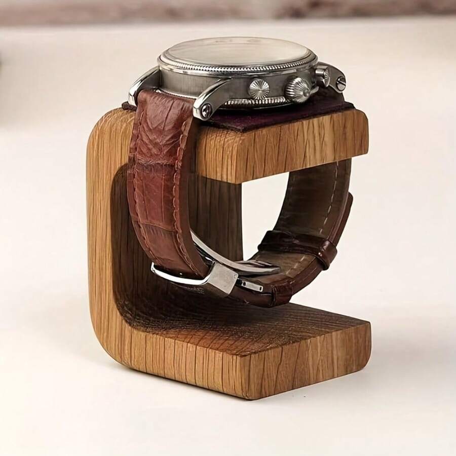 1pc Wooden Watch Stand, Handmade Minimalist Wooden Jewelry Display Rack For Men And Women