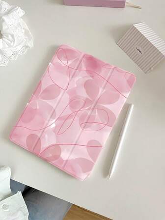 Diseño de línea floral de dibujos animados elegante, soporte transparente de silicona con ranura para bolígrafo y función de absorción de golpes, adecuado para iPad de 10.ª generación, iPad (A16) de 11 pulgadas de 11.ª generación (modelo 2025), iPad de 9.ª generación (10.2 pulgadas), compatible con la función de activación, ideal para regalos de vacaciones