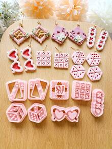 Molde cortador de arcilla para el Día de San Valentín, moldes cortadores de arcilla polimérica en forma de corazón para pendientes de cerámica suave DIY, herramientas de arcilla polimérica, regalo del Día de San Valentín - Cortador de arcilla del día de San Valentín - Ver 8