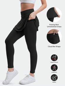 4 Pack Women's Skorts Suitable For Yoga & Tennis Skirted Yoga Pants With High Waisted Seamless For Women Butt Lifting Sports Shorts For Yoga Running Gym Active Lifestyle - 彩色 - 查看 4