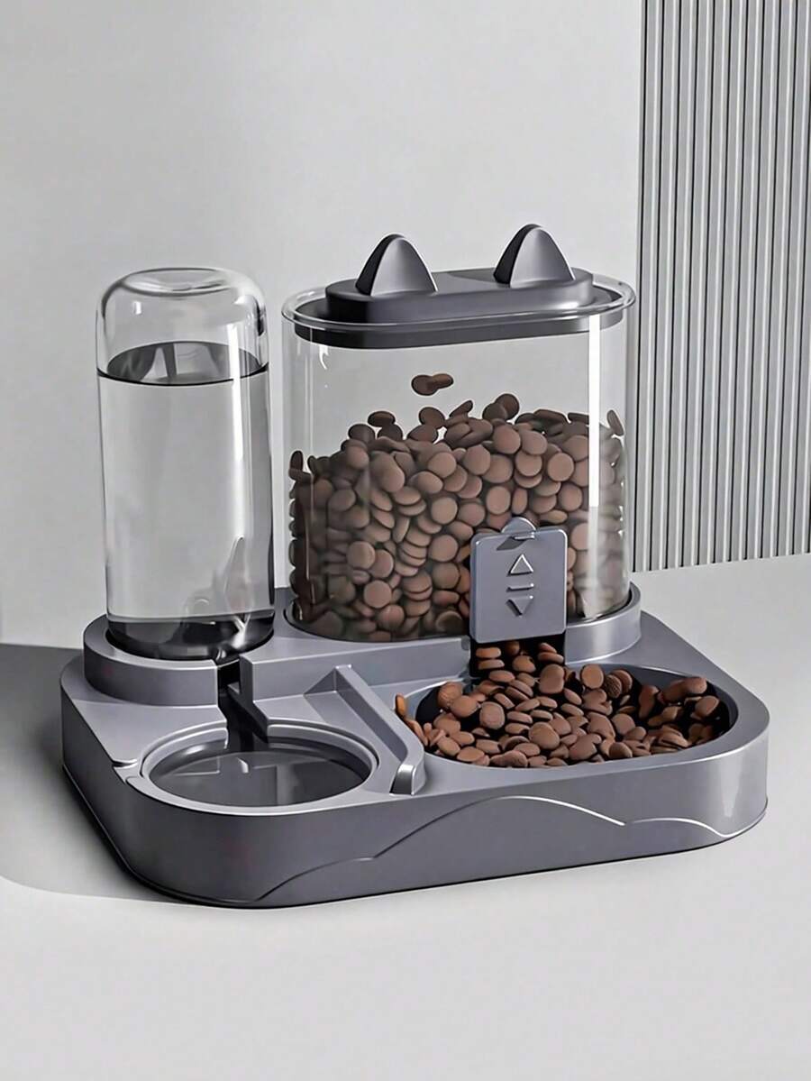 2-In-1 Cat Feeder And Water Dispenser Set, Dry And Wet Separation, Durable Plastic Material, No Battery Required, Easy To Clean, Pet Food And Water Station, Suitable For Multiple Pets, Provides Ample Hydration And Healthy Feeding.