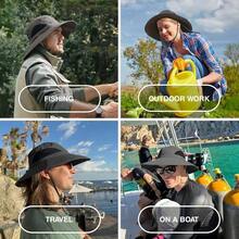 GearTOP Sombrero para Sol de ala Ancha para Hombre y Mujer Sombreros de Sol con Solapas para Pesca Senderismo Camping UPF 50+ - 7-7 1/2 + Gris Oscuro - Sin Solapas ni Cubrecuellos - Ver 7