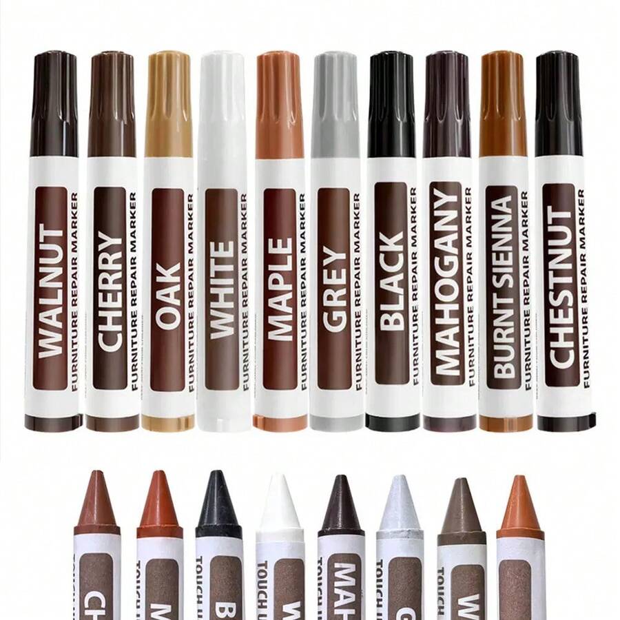 1支家具修补记号笔，适用于木制橱柜、地板修补和填充棒、划痕修补套装、修补漆笔、复合材料修补 - 彩色 - 查看 1