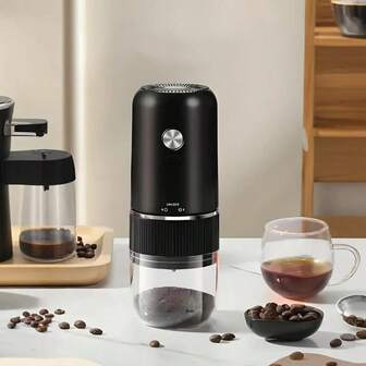 1個 USB充電式 コンパクトコーヒーグラインダー、1000mAh長持ちバッテリー、ポータブル電動コーヒー豆グラインダー 家庭用&オフィス用