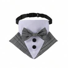 狗狗燕尾服套装及头巾，狗狗婚礼派对项圈，狗狗王子领结衬衫正式宠物婚礼服装，适合小型、中型、大型犬，如金毛寻回犬、萨摩耶犬和斗牛犬 - 灰色 - 查看 10