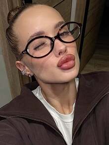 Women's Transparent Brown Oval PC Frame Flat Glasses, Suitable For Daily Wear - Brown - View 11