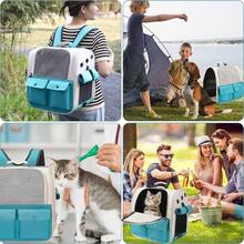 Mochila para Mascotas, Mochila Transportadora de Mascotas Perros y Gatos8Kg, Back Pack Porttil para Mascota Pequea, Almohadilla Inferior, Proteger Las articulaciones, fcil de Limpiar - Turquesa - Ver 8