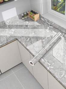 1卷镀金大理石纹理自粘墙纸，棕色花岗岩质感，可剥离粘贴，适用于台面，防水防潮，厚哑光，大理石外观，适用于厨房餐桌，可作乙烯基贴膜。 - 彩色 - 查看 20