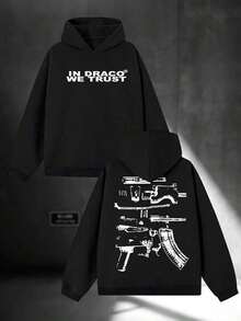 Men's Print  Casual Hooded Sweatshirt,In Men's Casual  Hooded Pullover Sweatshirt Is Suitable For Outdoor Sports And Is An Ideal Choice For Autumn And Winter Printing-Cotton Olyester Blend Tailoring Suitable For Men - 黑色 - 查看 9