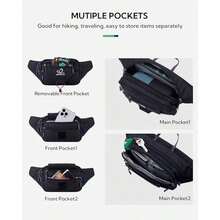 WATERFLY - Riñonera grande para mujer, con múltiples bolsillos, para mujer, hombre, bolsa de cintura, bolsa de cinturón, resistente al agua, para todos los teléfonos para caminar, correr, ciclismo - negro - Ver 5
