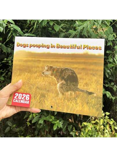 2026 Dog Poop Day Calendar - Monthly Planner Featuring Humorous Dog Pooping And Barking Scenes, Funny Dog Themed Home Calendar