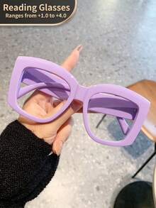 LiMiaoMiao 1pc Oversized Cat Eye Reading Glasses For Men & Women, Vintage Style, Clear Lens, Computer/Reading Magnifier Glasses +1.0 To +4.0 - 透明 - 查看 7