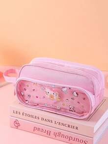 1pc Cartoon Sanrio Pencil Case, Large Capacity Multi-Layer Dirt Resistant Pencil Case, Kulomi, Yuguigou Stationery Bag