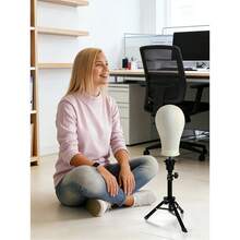 Canvas Block Wig Head, Wig Stand Tripod With Head, Mannequin Head For Wigs, T Pins, Bristle Brush - 假髮架及頭套 - 查看 8
