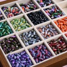 50pcs Vintage Picasso Glass Floral Print Seed Bead, 5*10mm Colorful Oval Loose Beads - Assorted Colors, Suitable For Making Necklaces, Bracelets, DIY Earrings, Tassel Crafts And Jewelry - Floral Shuttle Beads - View 2