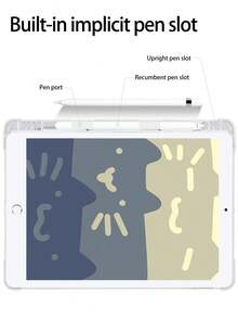 优雅卡通猫咪图案透明硅胶减震支架，带笔槽，适用于 iPad 10 代、iPad (A16) 11 英寸 11 代（2025 款）、iPad 9 代（10.2 英寸），支持唤醒功能，是理想的节日礼物。 - 彩色 - 查看 5