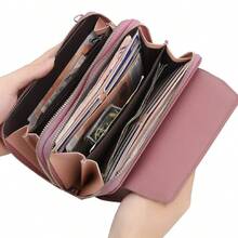 1 pieza Mujer Hombro Correa Billetera De Gran Capacidad,Cartera de mujer, bolso de hombro con correa para la muñeca, bolso con soporte para teléfono, bolso con correa,Bolso de hombro con múltiples cremalleras, bolso pequeño para mujer, bolso de mano portátil, monedero, estuche para teléfono, bolso bandolera, embrague, estuche para teléfono celular, bolsa ligera y moderna para tarjetas de crédito, tarjetas de identificación, dinero, efectivo, teléfono, para trabajo, negocios, ir y venir, viajes, vacaciones, aniversario, cumpleaños, San Valentín, mujer, trabajadora de cuello blanco, regalo, bolsa para iPhon - Rosa vieja - Ver 5