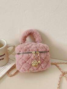 1pc Mini Cute Coin Purse, Fluffy Bucket Bag For Autumn/Winter, Chain Shoulder Crossbody Bag, Suitable For Parent-Child Interaction, Multiple Colors Available, Ideal For Travel, Shopping And Various Occasions, Great Gift For Halloween, Thanksgiving, Christmas - Chain Bucket Bag - View 10