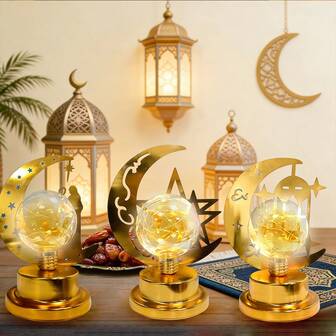 1pc Desktop Ramadan Decorative Table Light Battery Powered Good Gift For Eid Al Adha Festival Suitable For Dining Table Home Bedroom Holiday Party Muslim Islam Decoration