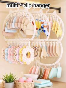 1pc Multi-Functional Double Layer Clip Rack With 26 Clips, For Organizing Diapers, Baby Room Storage, Baby Clothes, Etc. - Multicolor - View 2