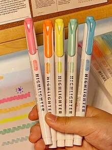 15/5color Dual-Tip,Highlights Set, Student Highlighter, Key Point Marker, High-Quality Colorful Hand Account Pen, Acrylic Marker,School Supplies,Office Supplies, - Multicolor - View 8