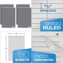 Tops prisma 6 x 9 Gregg rayas Steno Cuaderno, 80 hojas perforadas/libro, , 80(Gris) - Multicolor - Ver 1