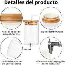 MXLuvan Juego de 9 tarros de d con tapa ermé y 19 etiqus Frascos de d con Tapa Organizador de cocina para condimentos especias nueces y granos - CilndricoCorto - Ver 5
