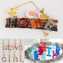 1/13 piezas Molde de silicona grande con agujero, molde de silicona con letras y números invertidos, adecuado para fundición de resina epoxi, llaveros, colgantes de joyería y manualidades DIY - Multicolor - Ver 3