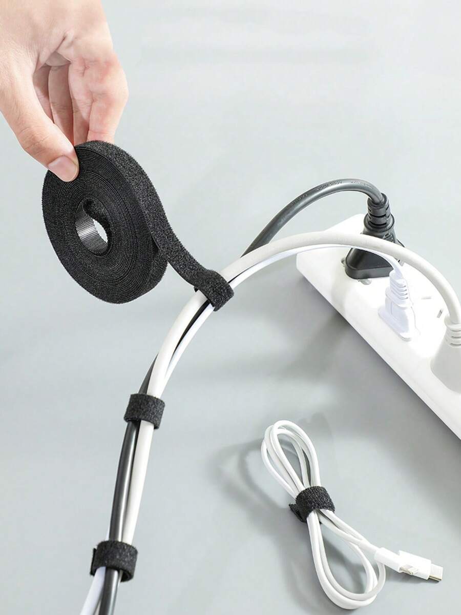 4pcs Silicone Cable Ties, Versatile Adjustable Data Cable Management Ties With Hook And Loop Straps, 3 Meters Long Cable Organizer, Computer Desk Wire Wrap Binder, Anti-Lost Earphone & Data Cable Organizer, Self-Locking Binding Straps