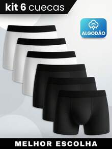 Set Of 6 Men's Boxer Briefs, Premium Cotton, Comfortable For Adults - Black and White - View 1