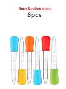 6支装硅胶滴管，5毫升透明医用滴管，彩色滴管工具，硅胶刻度滴管，化妆品精华液灌装滴管（颜色随机），塑料滴管，液体滴管，硅胶和塑料混合材质滴管，带球形吸头，万圣节装饰，万圣节派对用品，圣诞节装饰 - 彩色 - 查看 12