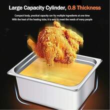 LÈRFM Freidora eléctrica enchufada en freidora comercial, pollo frito, hamburguesa, patatas fritas, fritura, máquina de pinchos en olla especial - Plateado - Ver 5