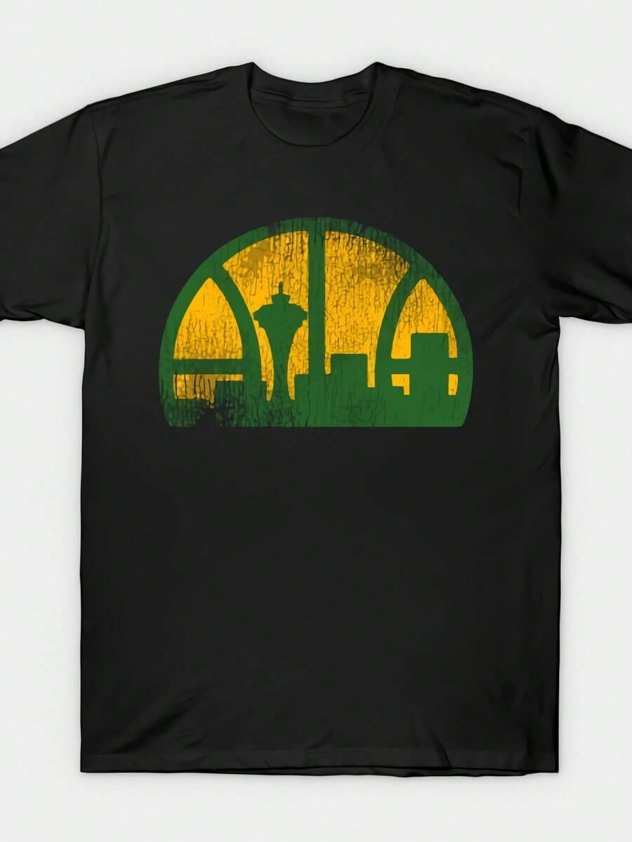 Seattle Supersonics Vintage Black T-Shirt Size S-4X Casual - 黑色 - 查看 1