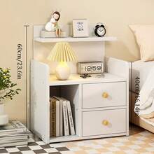 LYNICESHOP 23.6 Inch Small Nightstand With 2 Drawer And Open Shelf,Multipurpose Bedside Table,Short Side Table For Low Bed,Living Room Bedroom,White Holiday Gift (US Stock) Faster Delivery - 預設 - 查看 3