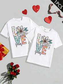 "Love Yourself"-T-Shirt aus hochwertigem Stoff, Rundhalsausschnitt, lockere Passform, bequem, auffälliger Print - Damen Weiß - 1 Stück - Übersicht 2