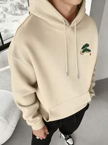 Áo hoodie nam thời trang, đa năng, in hình chim hạc, thích hợp cho mùa Thu/Đông. - Màu be - Xem 2