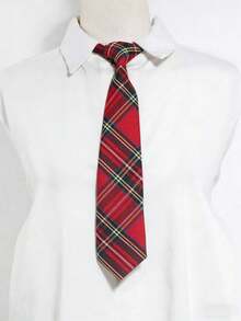 1pc Checkered Tie, Fashionable Checkered Tie, Comfortable And Versatile, Suitable For Daily Wear, Parties, And Gatherings - Plaid Tie - View 3