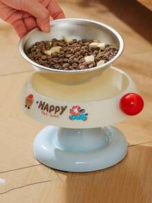 1pc Stainless Steel Non-Slip Anti-Spill Pet Bowl, Protects Pets' Neck - 250ml - View 4