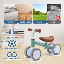 COOLBEBE Baby Balance Bike for 1 Year Old Boys Girls Gift 2 Year Old Toddler Balance Bike with 4 Silent Wheels One Year Old Birthday Gift for 12M-36M Pre-School - Verdeclaro - Ver 5