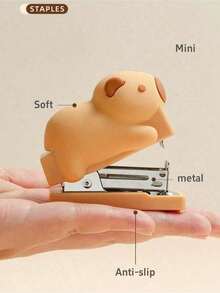 Mini Cartoon Hamster, Bear, Rabbit And Duck Shaped Stapler Set, 400pcs 24/6 Staples, Portable Binding Tool, Office & School Supplies, Back To School Stationery - Sets - View 9