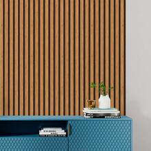 Adhesive Wallpaper With Ribbed Pattern, Natural Oak Wood, Thin Strips - Multicolored 6 - View 2