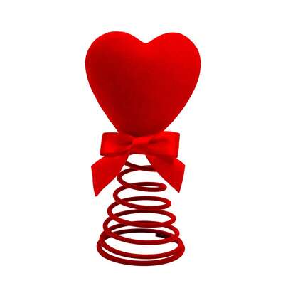 Glittery Heart Shaped Tree Topper With Spiral Base And Decorative Bow Valentines Day Home Decoration