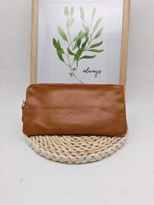 复古长款拉链钱包，男士长款手拿包，多卡位，商务风格卡包，简约设计，男士钱包，零钱包，长款钱包 - 彩色 - 查看 13