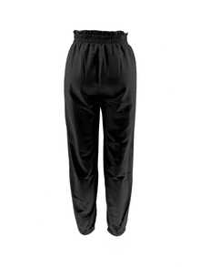 Japanese Style Elastic Waist Drawstring Relaxed Fit Casual Pants - Black - View 2