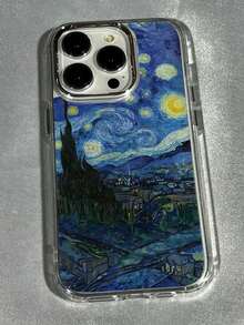 Van Gogh "Starry Night" Design 7/8 PLUS/X/XR Phone Case, Compatible With Apple 11/12/13 PRO And 14/15 MAX - Perfect Gift For Daily Travel, Photography, Fashion, Friends, Family, Boyfriend Or Girlfriend - IMD Material - Black Version - Clear - View 2