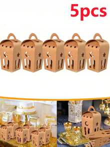 Star Crescent Shaped Gift Boxes - 10pcs Empty Kraft Paper Boxes With Handles For Festivals & Celebrations - Multicolor - View 7